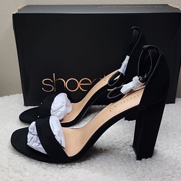 NIB Shoe Dazzle Heeled Sandals Lyvia Black Size 9 - Picture 5 of 8